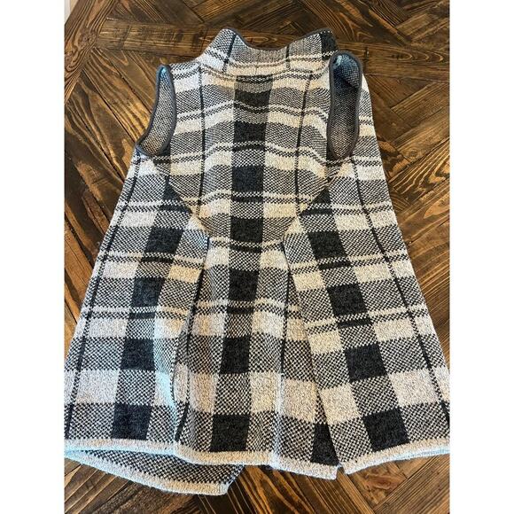 Yaira Wool Blend Open Front Cardigan Shaw Women Medium Plaid Neutral Comfy Cozy - Picture 10 of 10